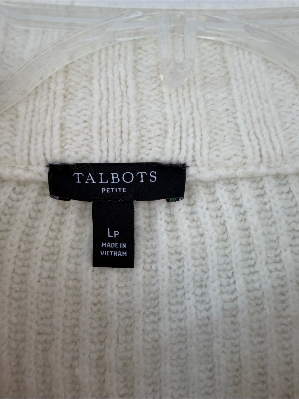 Talbots Cream Ribbed Button-Placket Sweater size LP - Picture 2 of 9